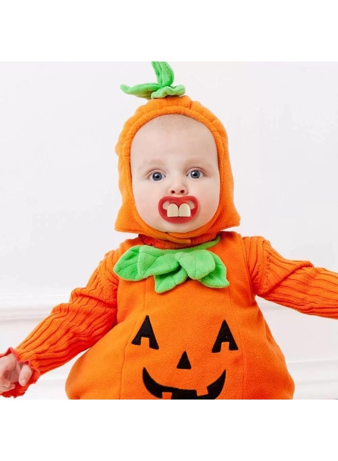 INTATIKOO Funny Pacifier for Baby 0-18 Months Baby Halloween Pumpkin Skeleton Vampires Pacifiers Halloween Gifts for Babies BPA Free (4 Packs) - Image 4